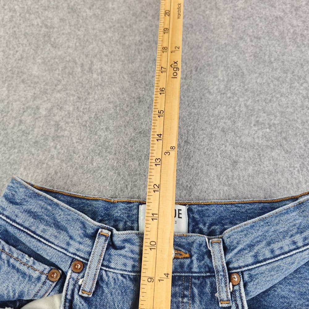 Agolde Riley High Rise Straight Crop Jeans Women's 24 Blue Distressed Frayed Hem - Picture 4 of 9